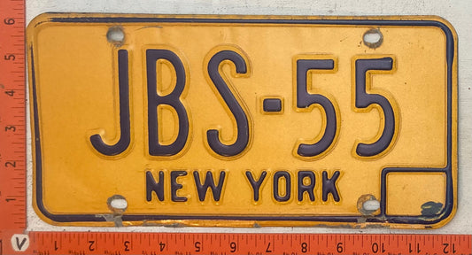Undated New York #JBS-55 Passenger License Plate (Vanity)