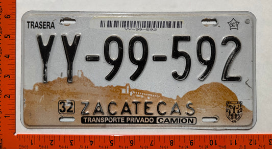 2004-2007 Zacatecas, Mexico #YY-99-592 Truck License Plate