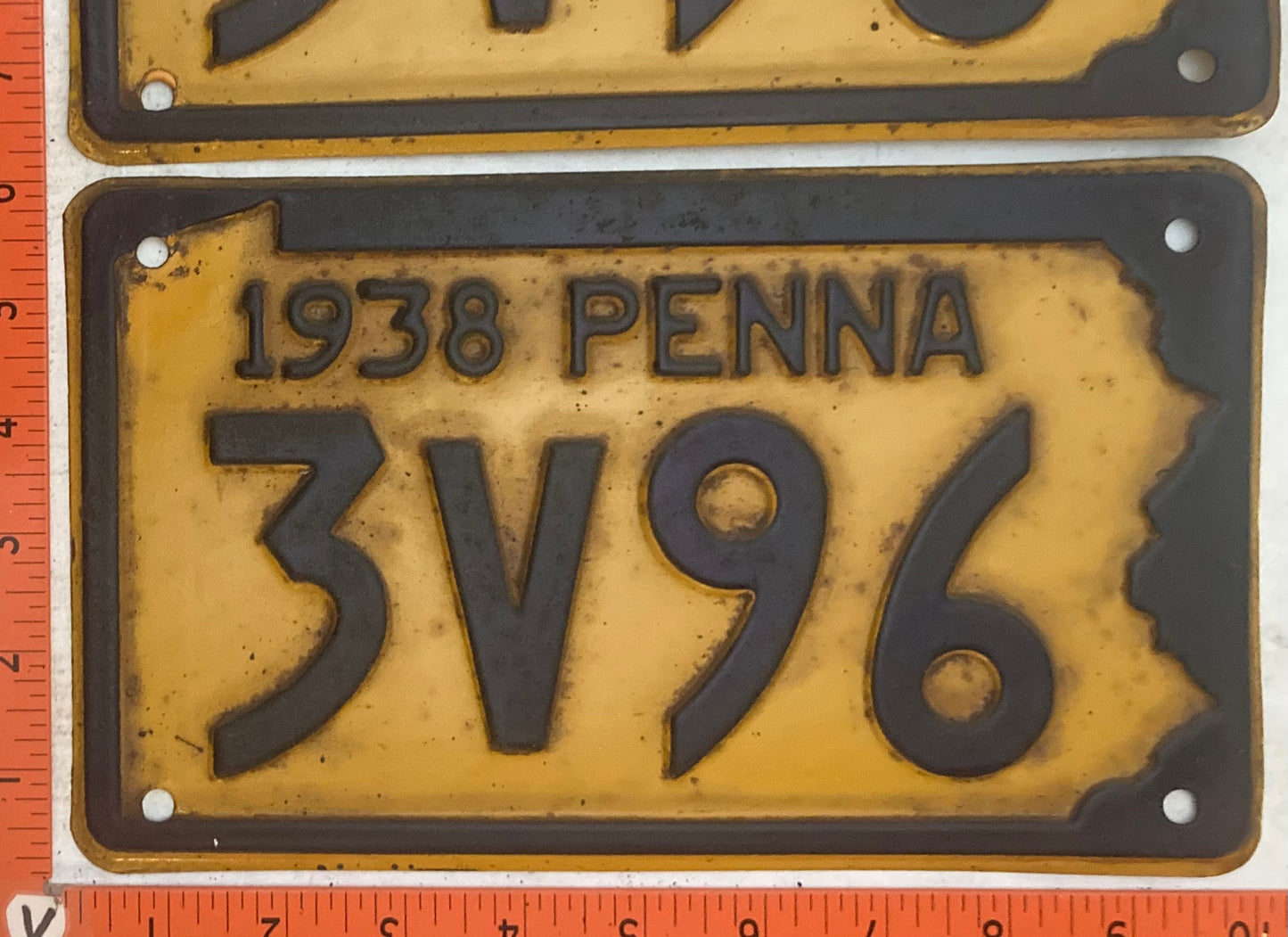 1938 Pennsylvania #3V96 Passenger License Plate (Pair)