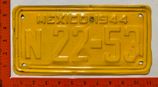 1944 Nayarit, Mexico #N 22-53 Passenger License Plate (repaint)