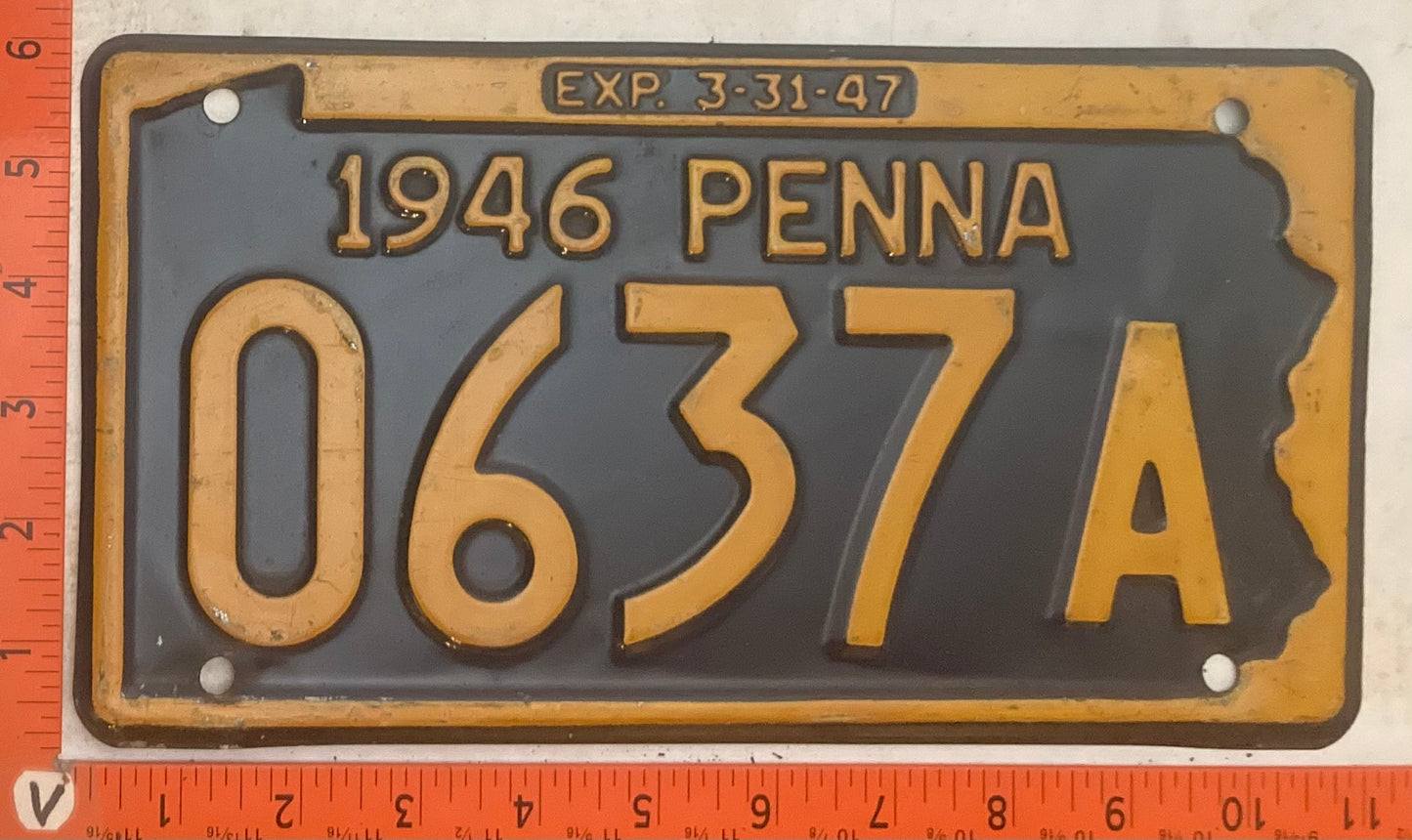 1946 Pennsylvania #0637A Passenger License Plate