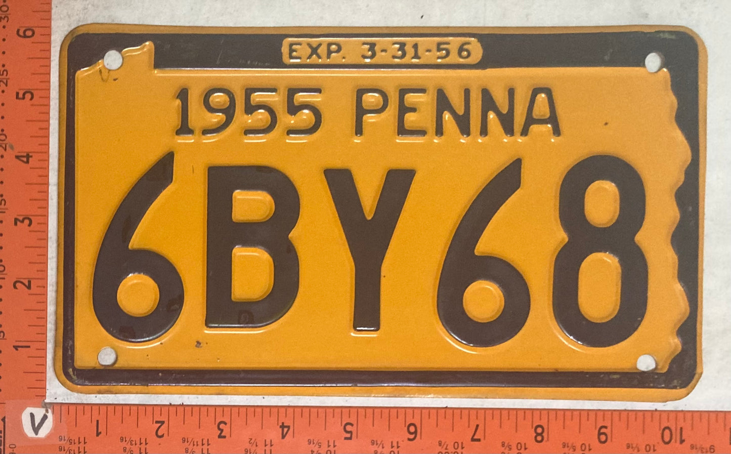 1955 Pennsylvania #6BY68 Passenger License Plate