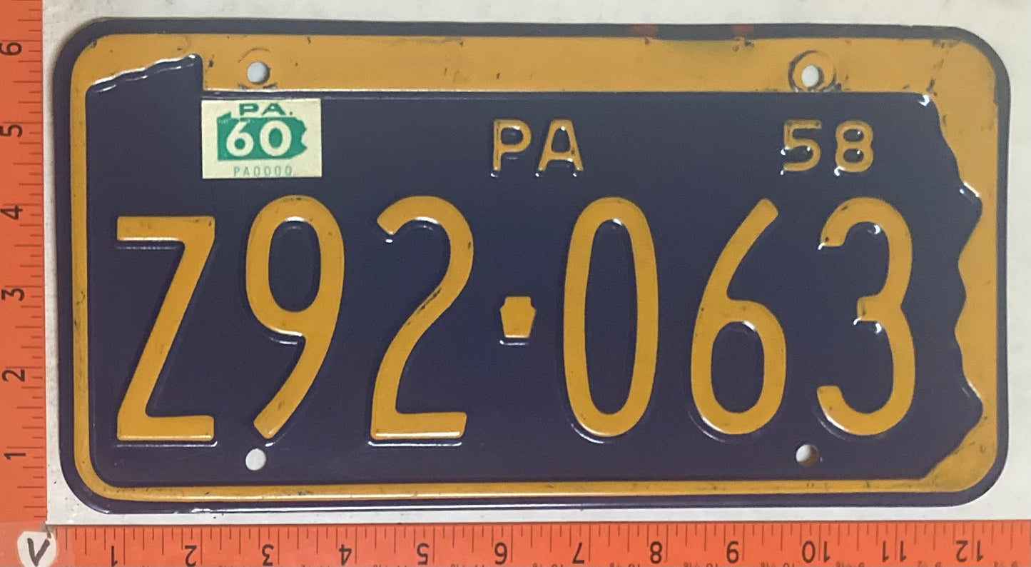 1960 Pennsylvania #Z92-063 Passenger License Plate