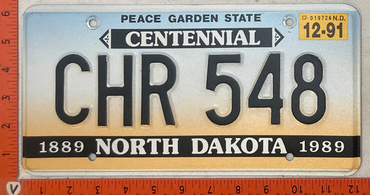 1991 North Dakota #CHR 548 Passenger License Plate
