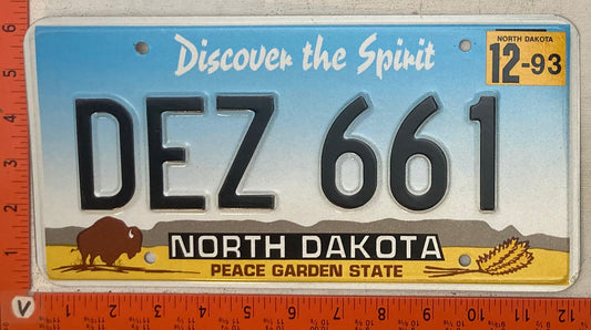 1993 North Dakota #DEZ 661 Passenger License Plate