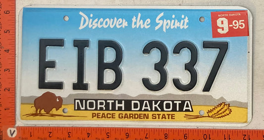 1995 North Dakota #EIB 337 Passenger License Plate