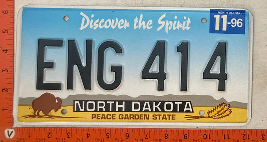 1996 North Dakota #ENG 414 Passenger License Plate