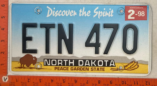 1998 North Dakota #ETN 470 Passenger License Plate