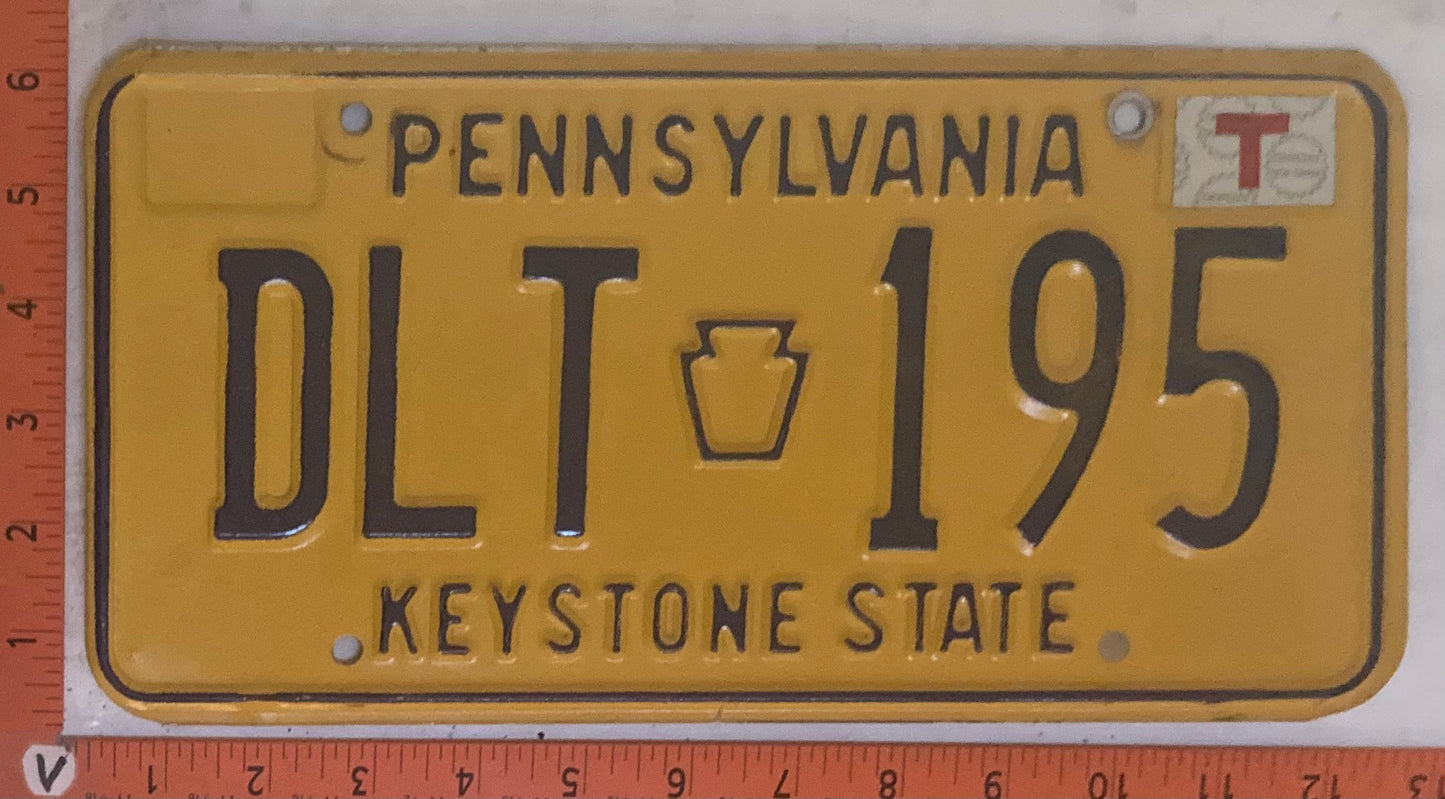 Undated Pennsylvania #DLT 195 Passenger License Plate