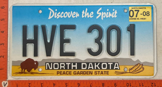 2008 North Dakota #HVE 301 Passenger License Plate