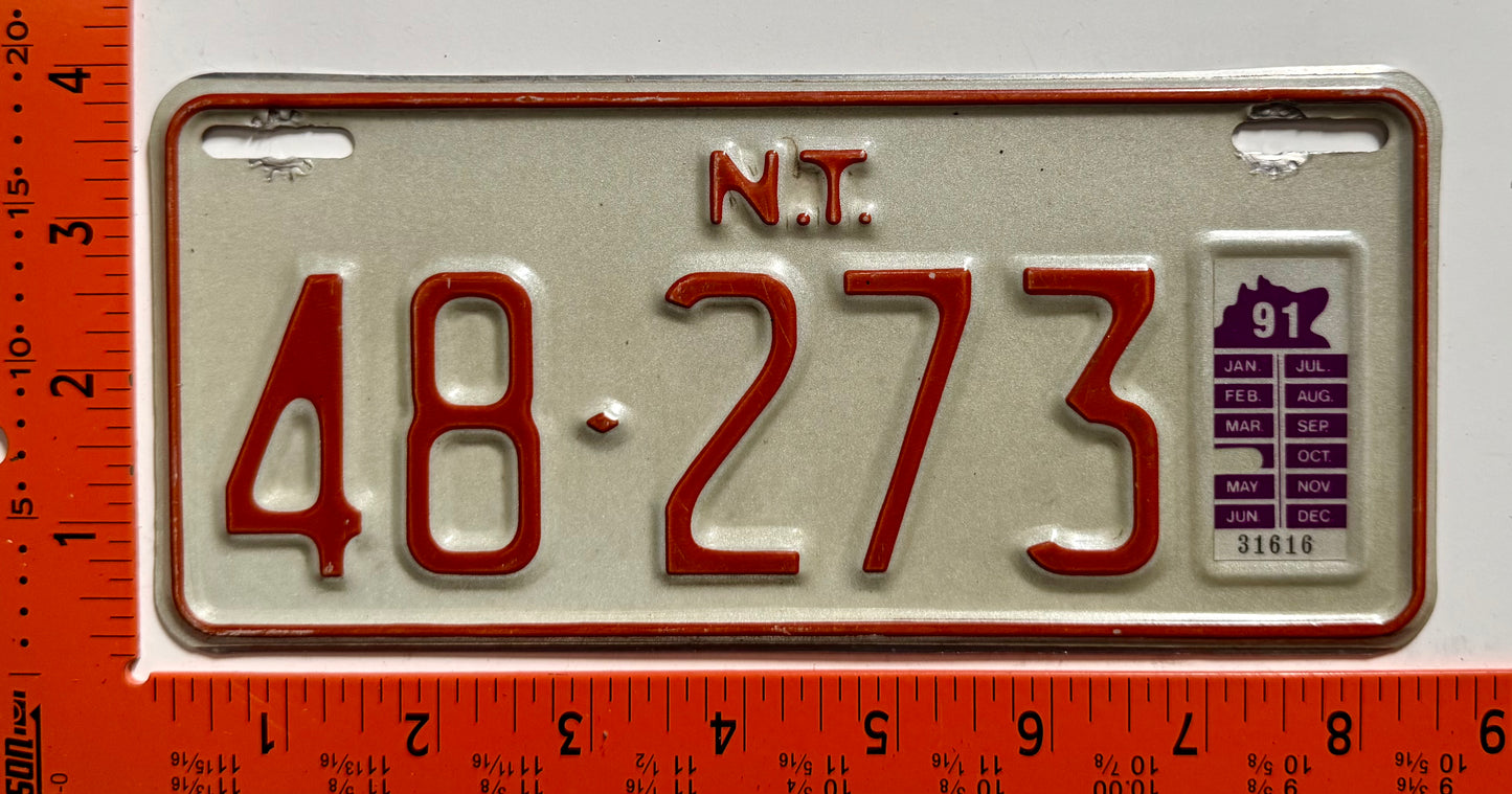 1991 Northern Territory, Australia #48-273 Motorcycle License Plate