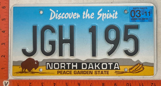 2011 North Dakota #JGH 195 Passenger License Plate