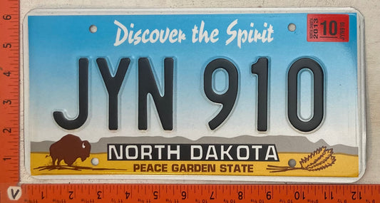 2013 North Dakota #JYN 910 Passenger License Plate