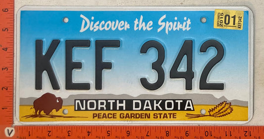 2015 North Dakota #KEF 342 Passenger License Plate