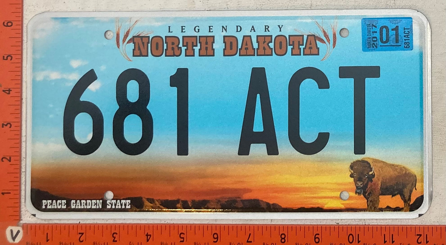 2017 North Dakota #681 ACT Passenger License Plate
