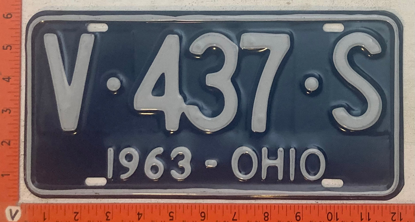 1963 Ohio #V-437-S Passenger License Plate