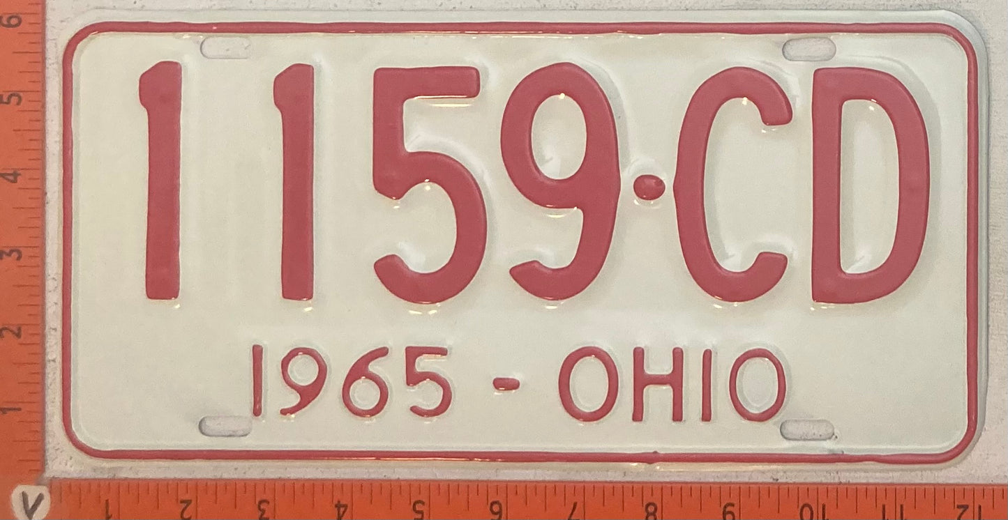 1965 Ohio #1159-CD Passenger License Plate