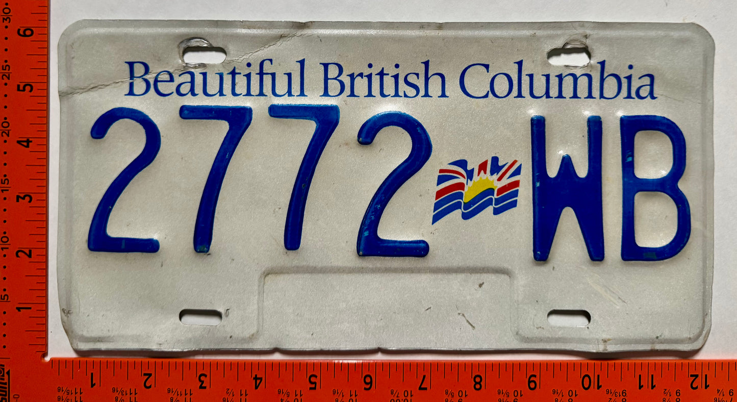 undated British Columbia #2772 WB Commercial License Plate