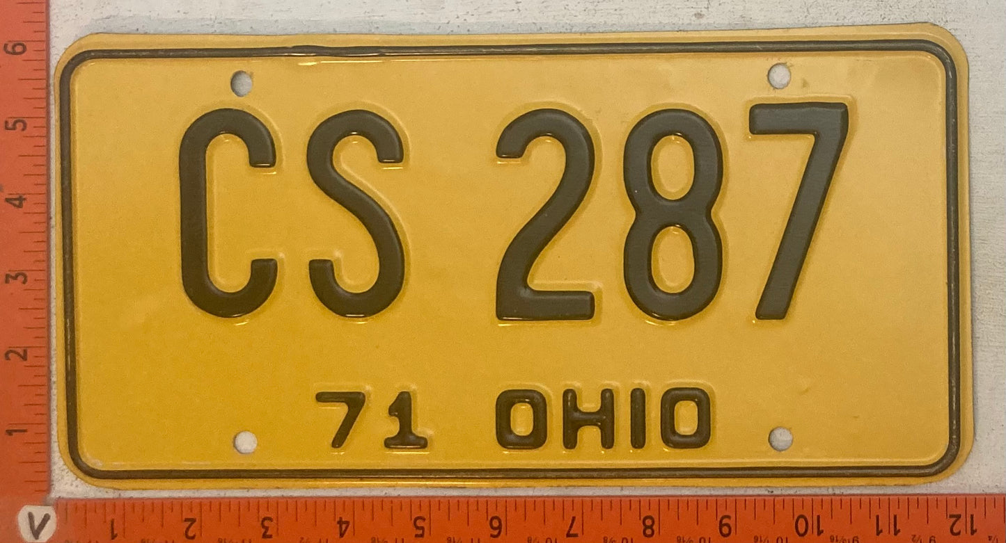 1971 Ohio #CS287 Passenger License Plate