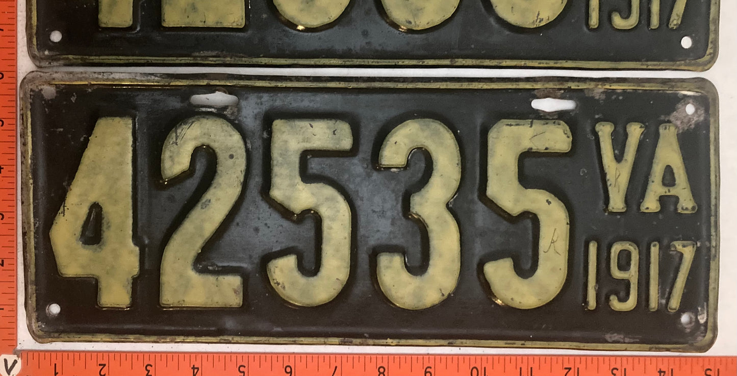 1917 Virginia #42535 Passenger License Plate (Pair)