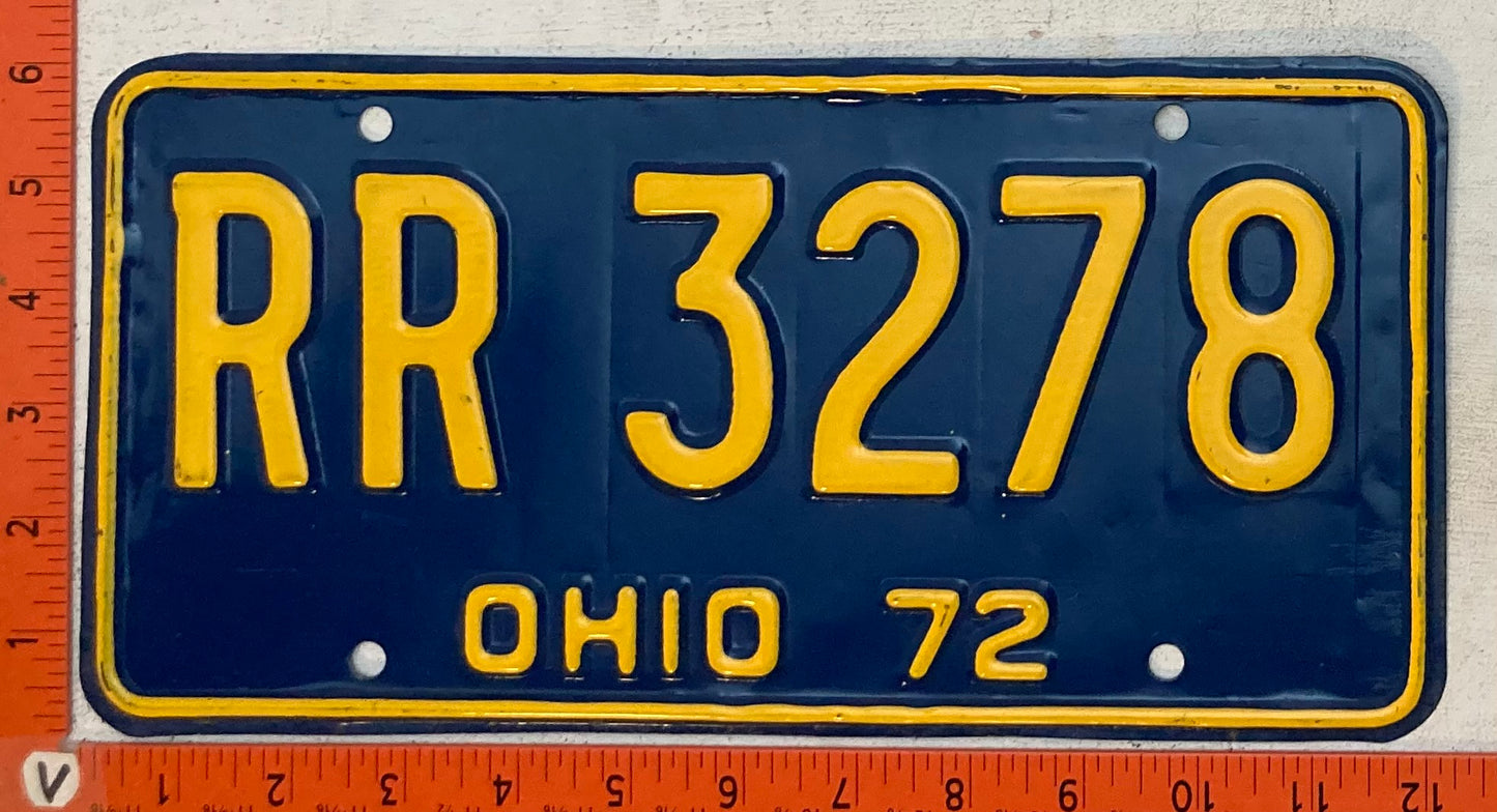 1972 Ohio #RR 3278 Passenger License Plate