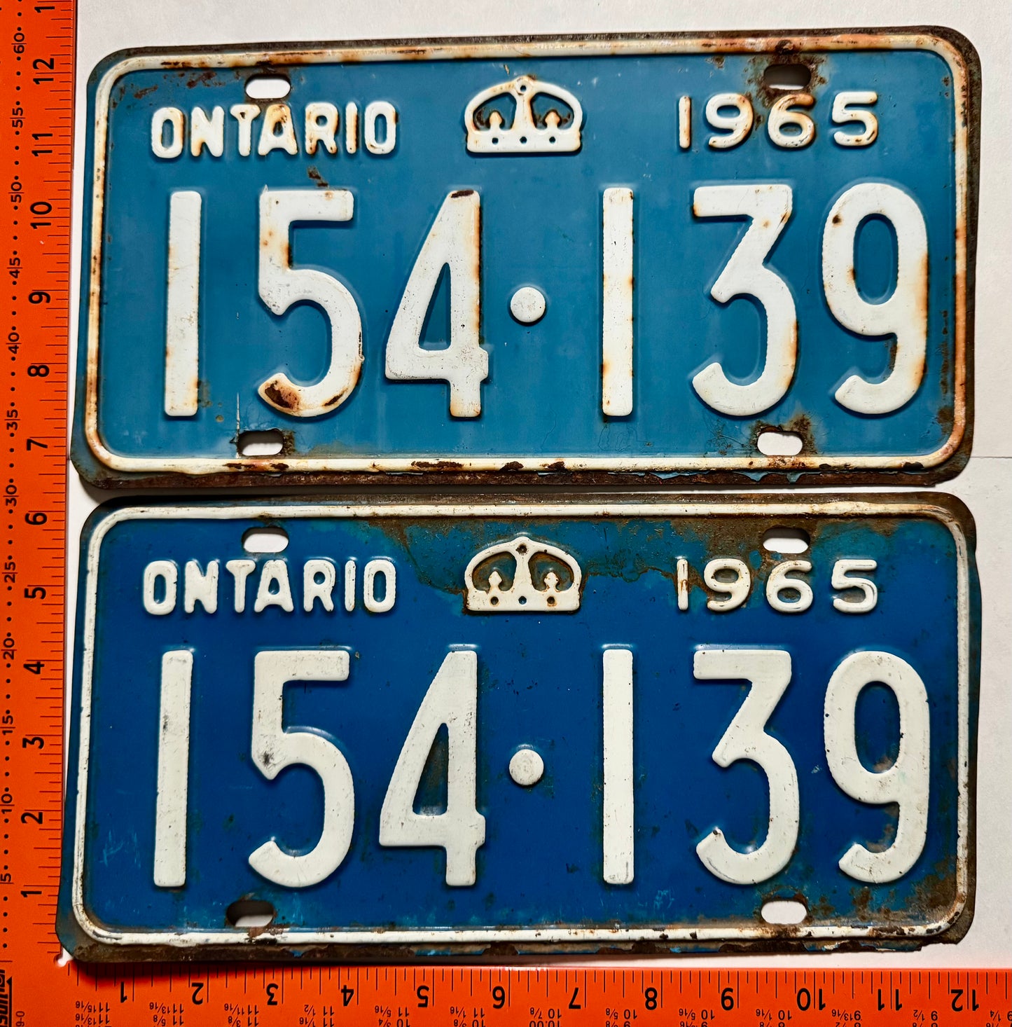 1965 Ontario #154-139 Passenger License Plate Pair
