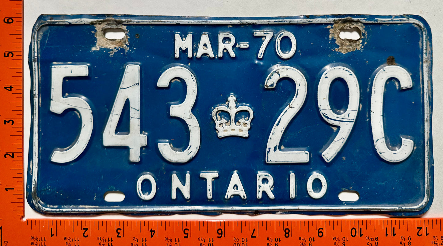 1970 Ontario #543 29C Truck License Plate