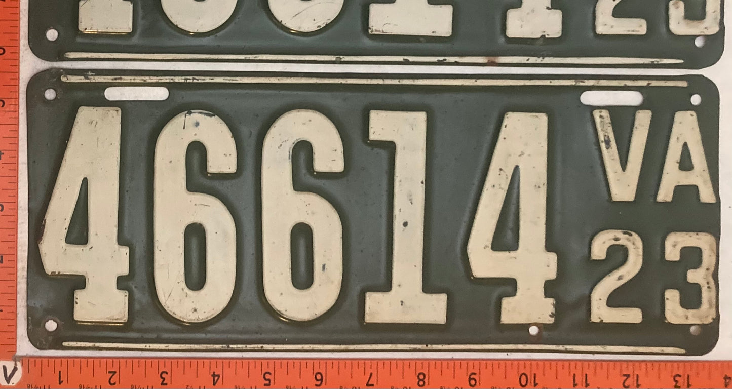 1923 Virginia #46614 Passenger License Plate (Pair)