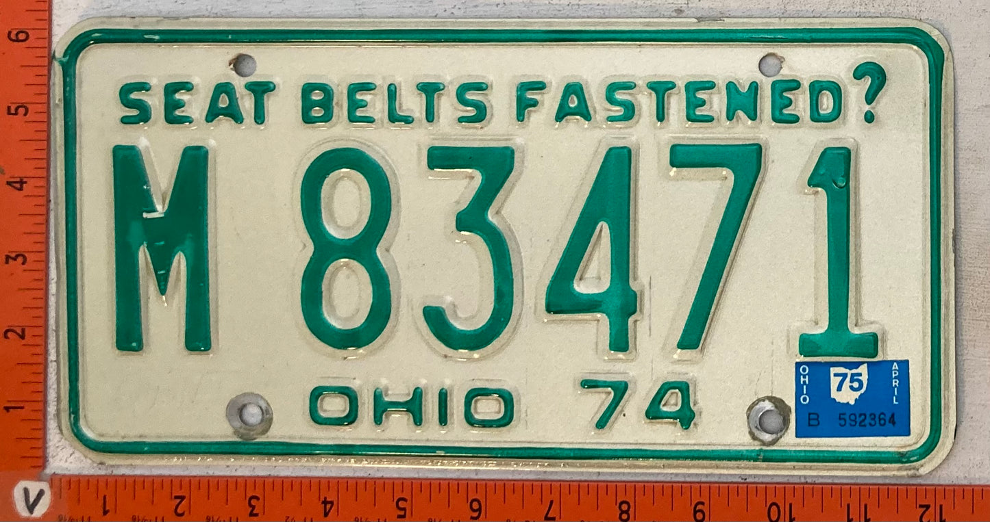 1975 Ohio #M 83471 Passenger License Plate