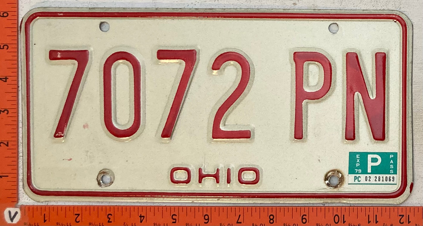1979 Ohio #7072 PN Passenger License Plate