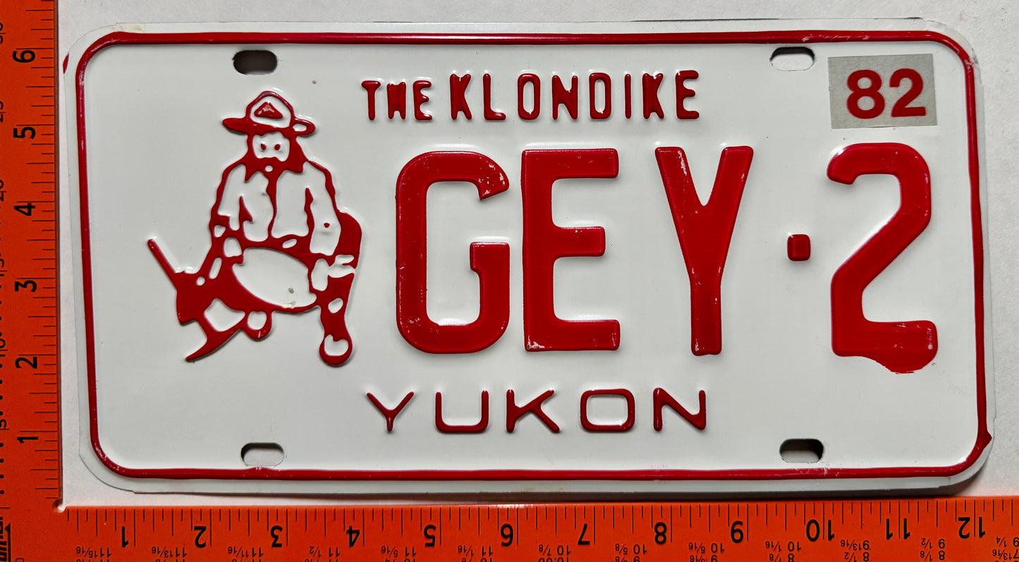 1982 Yukon #GEY-2 Passenger License Plate