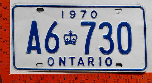 1970 Ontario #A6 730 Passenger License Plate