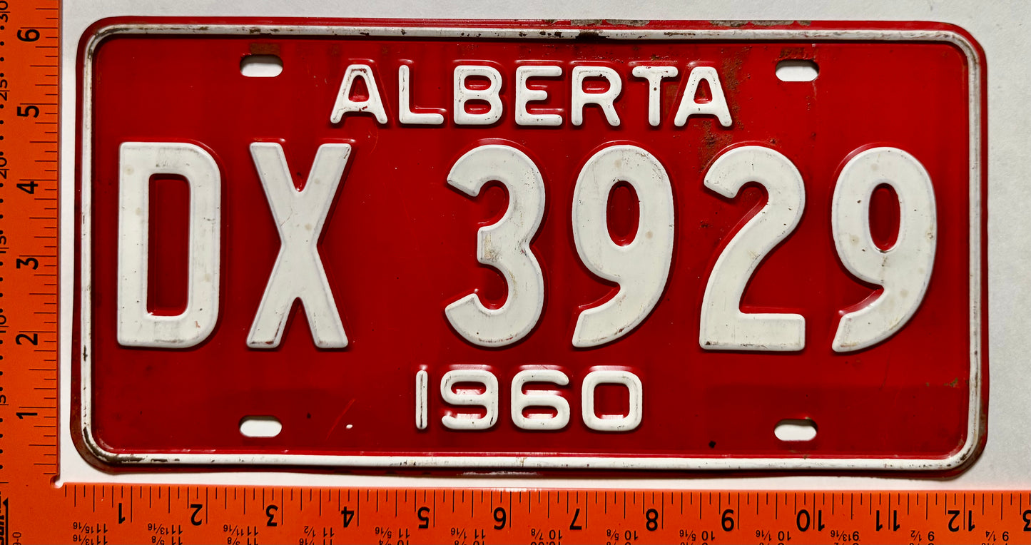 1960 Alberta #DX 3929 Passenger License Plate