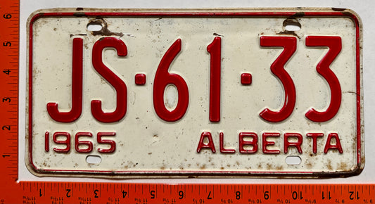1965 Alberta #JS-61-33 Passenger License Plate