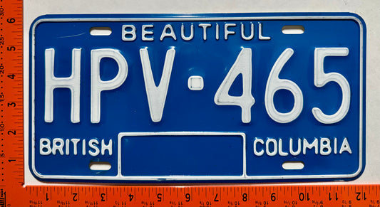 1979 base British Columbia #HPV-465 Passenger License Plate