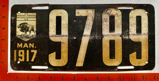 1917 Manitoba #9789 Passenger License Plate
