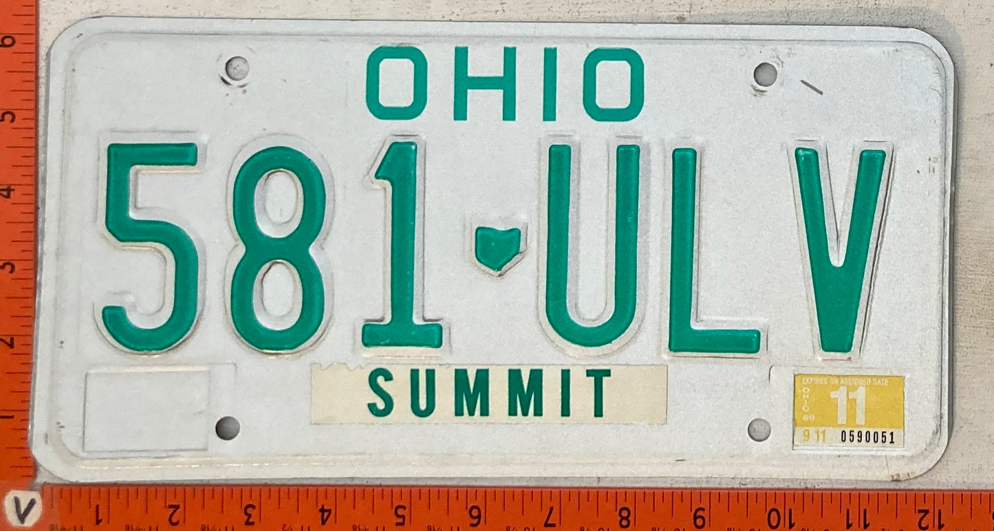 1990 Ohio #581-ULV Passenger License Plate
