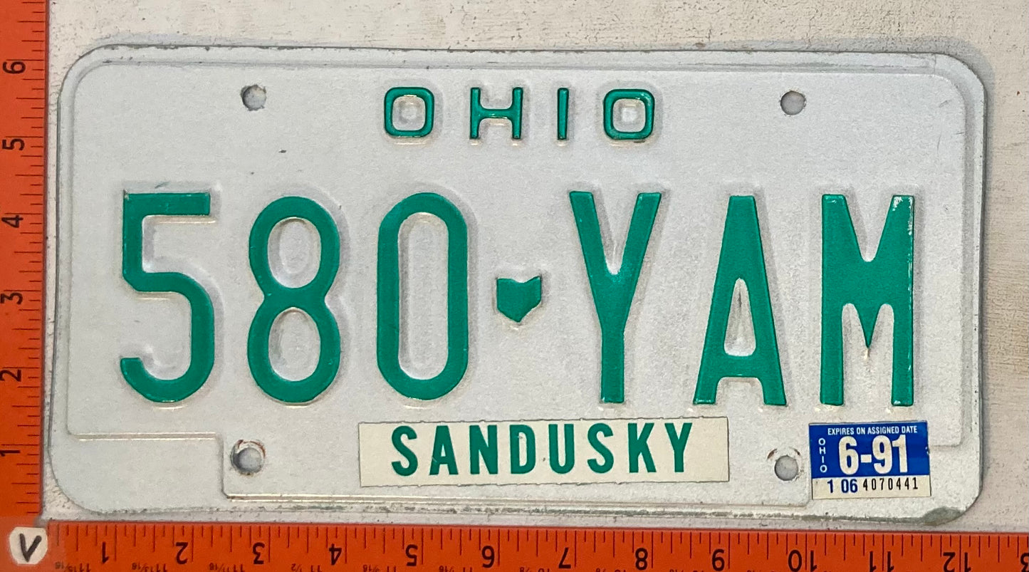 1991 Ohio #580-YAM Passenger License Plate
