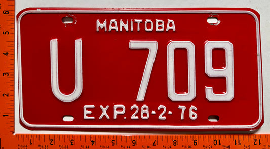 1976 Manitoba #U 709 Rental Car License Plate