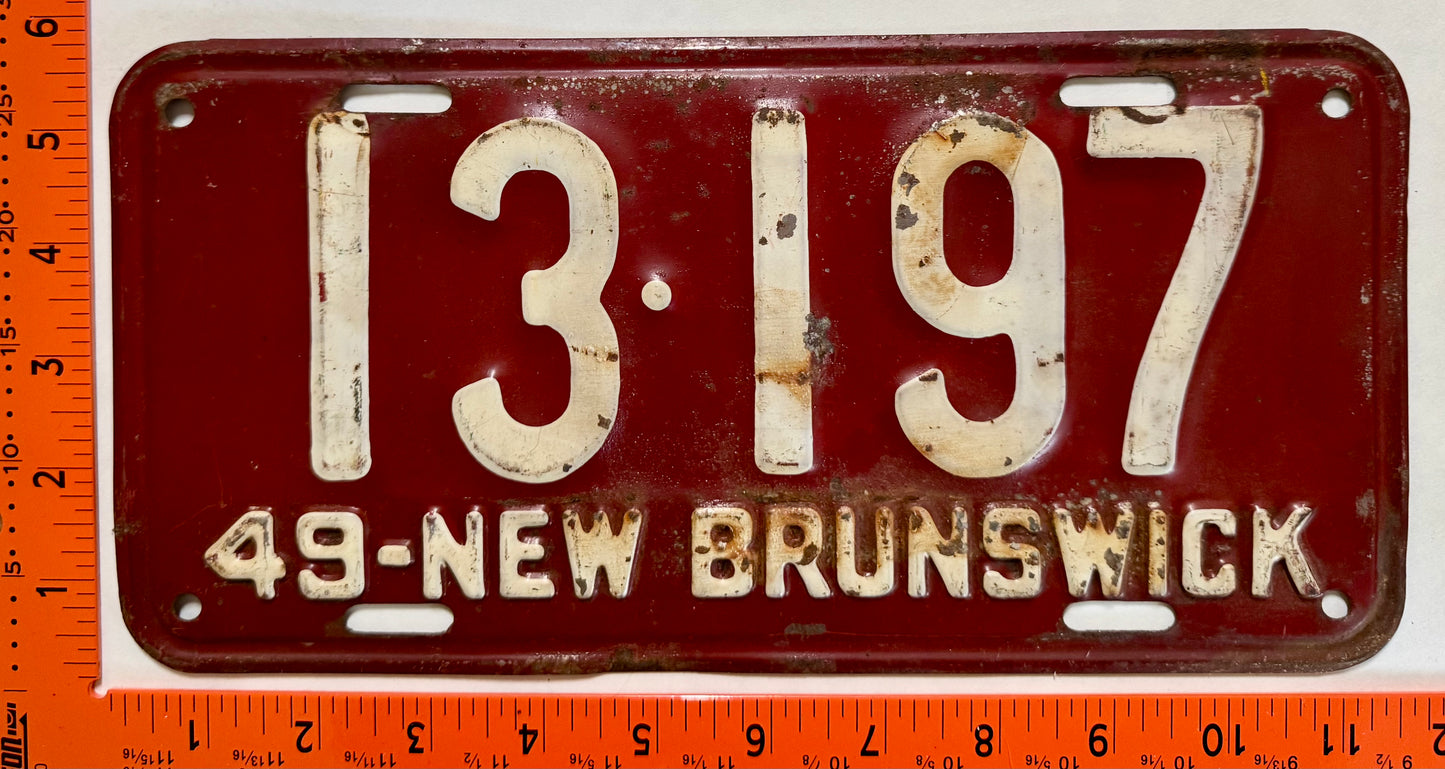 1949 New Brunswick #13-197 Passenger License Plate