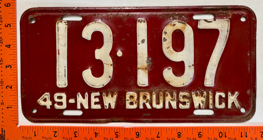 1949 New Brunswick #13-197 Passenger License Plate