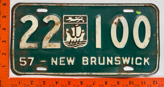 1957 New Brunswick #22 100 Passenger License Plate