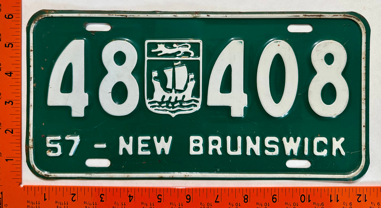 1957 New Brunswick #48 408 Passenger License Plate
