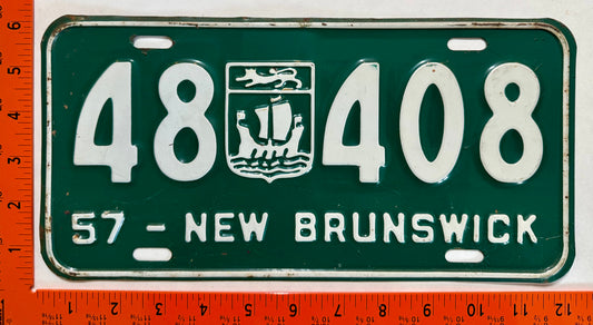 1957 New Brunswick #48 408 Passenger License Plate