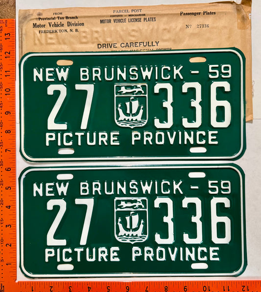 1959 New Brunswick #27 336 Passenger License Plate Pair