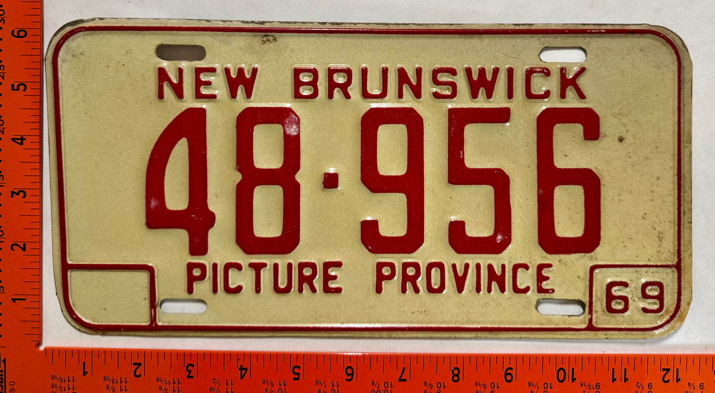 1969 New Brunswick #48-956 Passenger License Plate