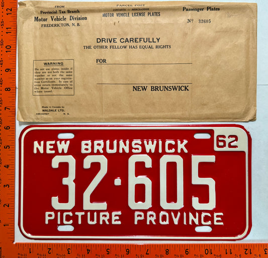 1962 New Brunswick #32-605 Passenger License Plate
