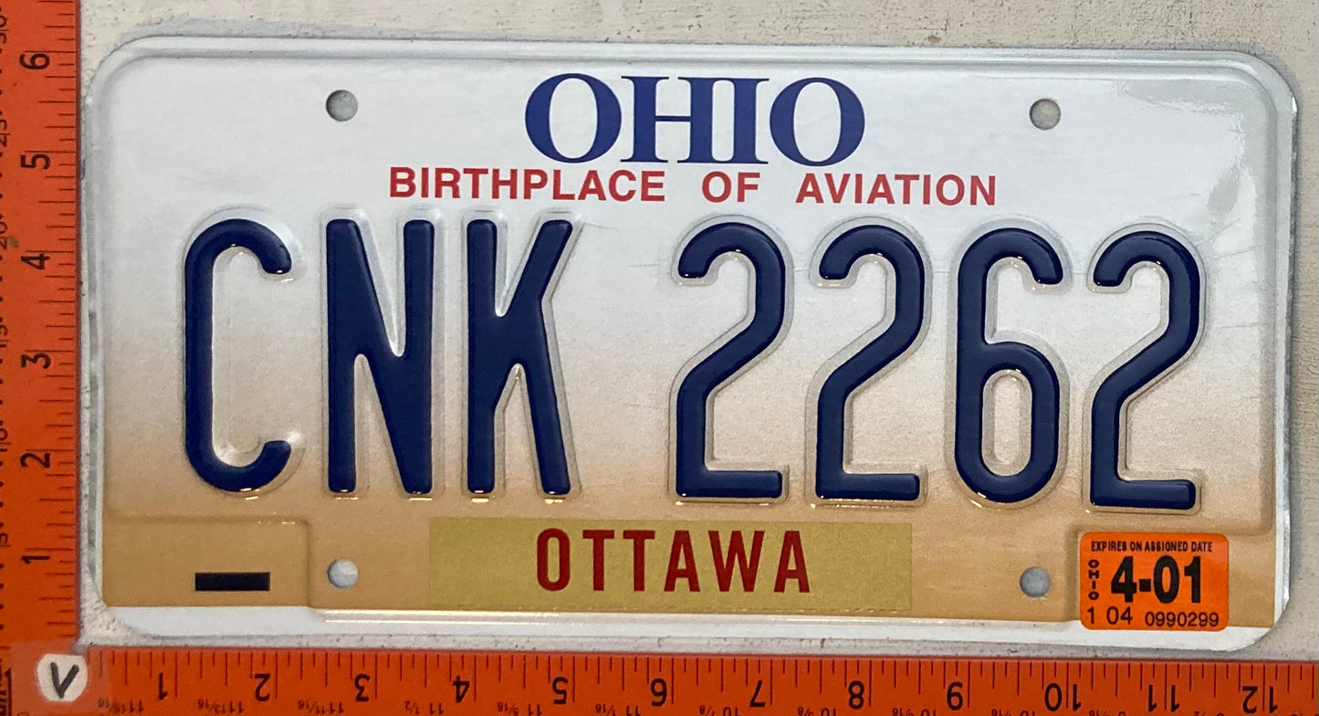 2001 Ohio #CNK 2262 Passenger License Plate
