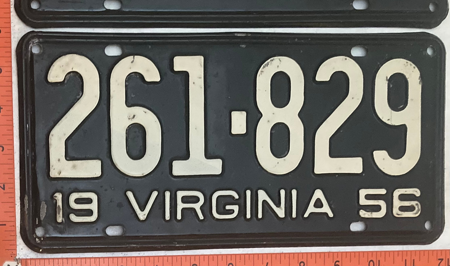 1956 Virginia #261-829 Passenger License Plate (Pair)