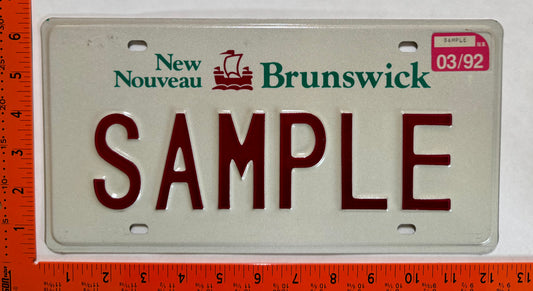 1992 New Brunswick #SAMPLE Passenger Sample License Plate